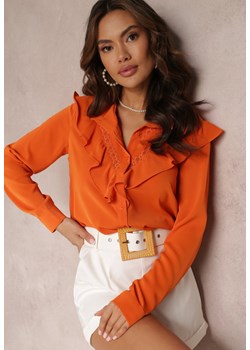 Pomarańczowa Koszula z Falbanami i Koronkowymi Wstawkami Eletoma ze sklepu Renee odzież w kategorii Koszule damskie - zdjęcie 157086095
