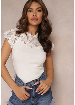 Biała Koronkowa Bluzka z Krótkim Rękawem Tanishe ze sklepu Renee odzież w kategorii Bluzki damskie - zdjęcie 157086467
