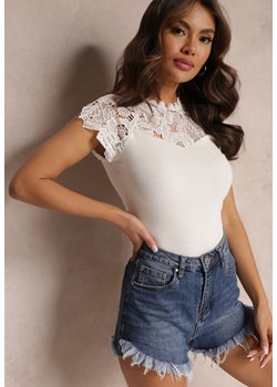 Biała Koronkowa Bluzka z Krótkim Rękawem Tanishe ze sklepu Renee odzież w kategorii Bluzki damskie - zdjęcie 157086468
