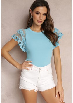 Niebieska Bluzka z Krótkim Rękawem z Tiulu Phevone ze sklepu Renee odzież w kategorii Bluzki damskie - zdjęcie 157086477