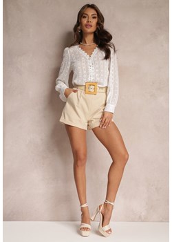 Biała Koronkowa Bluzka z Metaliczną Nitką Maliso ze sklepu Renee odzież w kategorii Bluzki damskie - zdjęcie 157086555