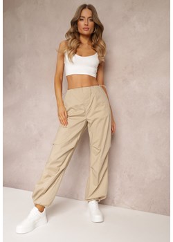 Beżowe Szerokie Spodnie Spadochronowe ze Stoperami Ranyah ze sklepu Renee odzież w kategorii Spodnie damskie - zdjęcie 157086925