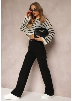 Czarne Jeansy Cargo High Waist z Kieszeniami Anora ze sklepu Renee odzież w kategorii Jeansy damskie - zdjęcie 157087019