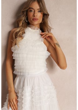 Biały Top z Falbankami z Siateczki Westlyn ze sklepu Renee odzież w kategorii Bluzki damskie - zdjęcie 157087059