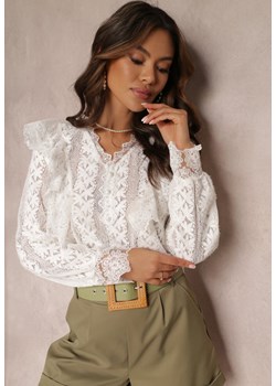 Biała Bluzka Koronkowa z Falbankami Audria ze sklepu Renee odzież w kategorii Bluzki damskie - zdjęcie 157087099