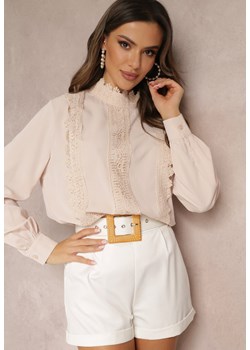 Jasnobeżowa Bluzka z Koronkowymi Wstawkami Paizlee ze sklepu Renee odzież w kategorii Bluzki damskie - zdjęcie 157087146