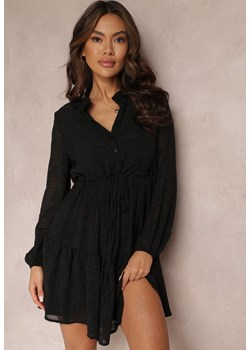 Czarna Sukienka Wiązana Sznurkiem z Falbanką Moorea ze sklepu Renee odzież w kategorii Sukienki - zdjęcie 157087239