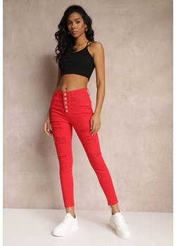 Czerwone Jeansy Skinny z Wysokim Stanem Yholo ze sklepu Renee odzież w kategorii Jeansy damskie - zdjęcie 157087998