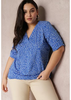 Niebieska Bluzka z Wycięciem na Plecach i Podwijanymi Rękawami Jayle ze sklepu Renee odzież w kategorii Bluzki damskie - zdjęcie 157088208