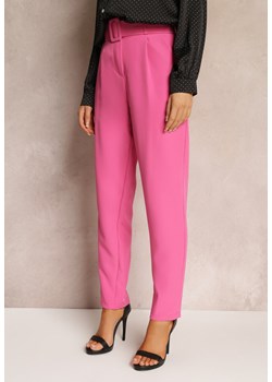 Różowe Spodnie Garniturowe High Waist z Paskiem Wenus ze sklepu Renee odzież w kategorii Spodnie damskie - zdjęcie 157088996
