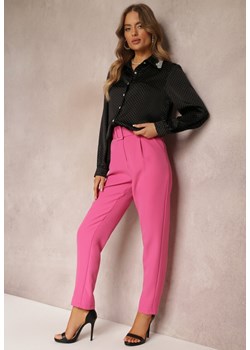 Różowe Spodnie Garniturowe High Waist z Paskiem Wenus ze sklepu Renee odzież w kategorii Spodnie damskie - zdjęcie 157088998