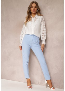 Jasnoniebieskie Spodnie z Prostymi Nogawkami i Imitacją Kieszeni Viarvi ze sklepu Renee odzież w kategorii Spodnie damskie - zdjęcie 157089028
