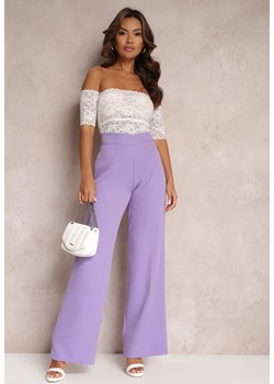 Jasnofioletowe Spodnie Szerokie High Waist Dule ze sklepu Renee odzież w kategorii Spodnie damskie - zdjęcie 157089777