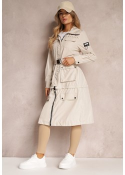 Beżowy Płaszcz z Regulacją Długości Aavya ze sklepu Renee odzież w kategorii Płaszcze damskie - zdjęcie 157089796