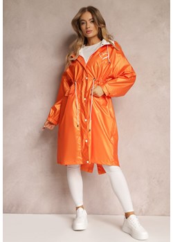 Pomarańczowy Płaszcz z Kapturem i Ściągaczem w Talii Maiar ze sklepu Renee odzież w kategorii Płaszcze damskie - zdjęcie 157089866