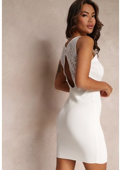 Biała Dopasowana Sukienka z Koronką bez Rękawów Kynthea ze sklepu Renee odzież w kategorii Sukienki - zdjęcie 157090238