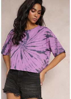 Fioletowy Krótki T-shirt z Printem Tie-Dye Lanay ze sklepu Renee odzież w kategorii Bluzki damskie - zdjęcie 157090739
