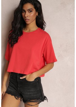 Czerwony Krótki T-shirt Oversize z Krótkim Rękawem Tiloyea ze sklepu Renee odzież w kategorii Bluzki damskie - zdjęcie 157090779