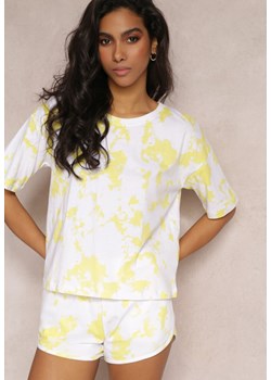 Żółte Szorty z Gumką w Pasie ze Wzorem Tie Dye Nurici ze sklepu Renee odzież w kategorii Szorty - zdjęcie 157090859