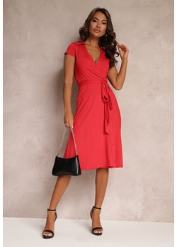 Czerwona Sukienka o Kopertowym Kroju Midi Kynzle ze sklepu Renee odzież w kategorii Sukienki - zdjęcie 157092828