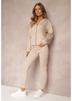 Beżowy 2-cześciowy Komplet Dresowy z Bluzą i Spodnia Analina ze sklepu Renee odzież w kategorii Dresy damskie - zdjęcie 157093188