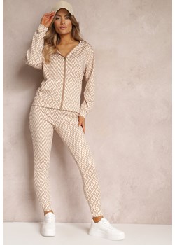 Beżowy 2-cześciowy Komplet Dresowy z Bluzą i Spodnia Analina ze sklepu Renee odzież w kategorii Dresy damskie - zdjęcie 157093189