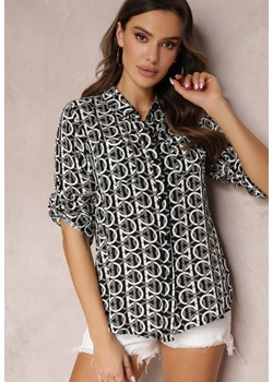 Czarna Koszula z Wiskozy w Ozdobny Nadruk Amberle ze sklepu Renee odzież w kategorii Koszule damskie - zdjęcie 157093318