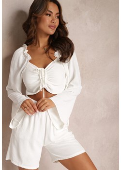 Biały 2-częściowy Komplet z Bluzką i Szortami Treesun ze sklepu Renee odzież w kategorii Komplety i garnitury damskie - zdjęcie 157093418