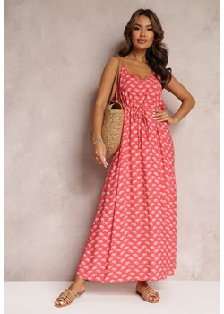 Czerwona Sukienka Maxi na Ramiączkach z Wiskozy Satha ze sklepu Renee odzież w kategorii Sukienki - zdjęcie 157095915