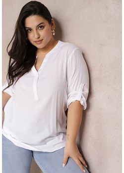 Biała Bluzka z Wiskozy z Dekoltem Zapinanym na Guziki Sarika ze sklepu Renee odzież w kategorii Bluzki damskie - zdjęcie 157097045
