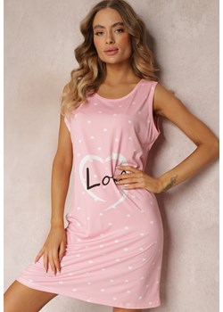 Różowa Koszula Nocna Bez Rękawów w Serduszkowy Wzór Velisa ze sklepu Renee odzież w kategorii Koszule nocne - zdjęcie 157097187