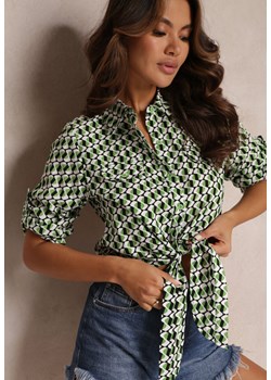 Zielona Koszula z Wiązaniem i Podpinanym Rękawem Fuane ze sklepu Renee odzież w kategorii Koszule damskie - zdjęcie 157098806