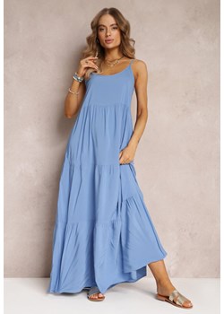 Niebieska Sukienka Maxi z Wiskozy na Ramiączkach Avaja ze sklepu Renee odzież w kategorii Sukienki - zdjęcie 157099956