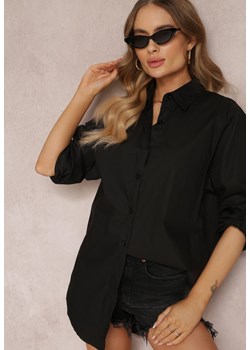 Czarna Gładka Koszula z Kołnierzem i Długimi Rękawami Mileena ze sklepu Renee odzież w kategorii Koszule damskie - zdjęcie 157100246