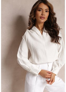 Biała Bluzka z Bufiastymi Rękawami i Trójkątnym Dekoltem Hilko ze sklepu Renee odzież w kategorii Bluzki damskie - zdjęcie 157100616