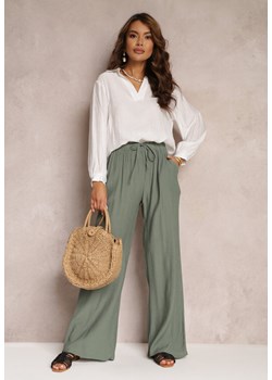 Ciemnozielone Spodnie Materiałowe z Marszczoną Gumką Pimpernel ze sklepu Renee odzież w kategorii Spodnie damskie - zdjęcie 157100808
