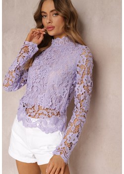 Fioletowa Bluzka Koronkowa Rissanen ze sklepu Renee odzież w kategorii Bluzki damskie - zdjęcie 157101557