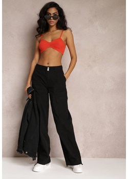 Czarne Bawełniane Spodnie z Gumeczkami Przy Nogawkach Moye ze sklepu Renee odzież w kategorii Spodnie damskie - zdjęcie 157101667