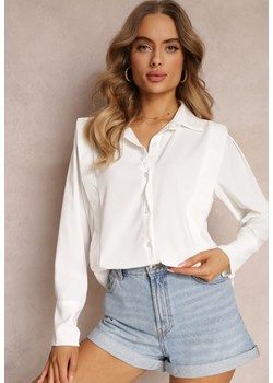 Biała Koszula z Kołnierzem i Przeszyciami Emoree ze sklepu Renee odzież w kategorii Koszule damskie - zdjęcie 157101757