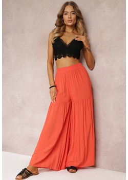 Pomarańczowe Szerokie Spodnie z Gumką w Talii Kucille ze sklepu Renee odzież w kategorii Spodnie damskie - zdjęcie 157101877