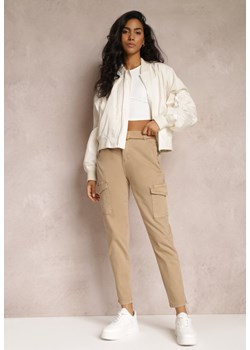 Beżowe Spodnie Cargo Bawełniane z Paskiem w Komplecie Telisa ze sklepu Renee odzież w kategorii Spodnie damskie - zdjęcie 157101957