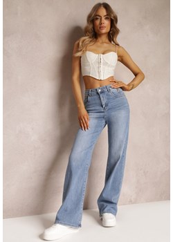 Niebieskie Szerokie Jeansy High Waist Sheli ze sklepu Renee odzież w kategorii Jeansy damskie - zdjęcie 157101977