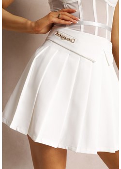 Biała Spódnica Rozkloszowana z Zakładkami Jasima ze sklepu Renee odzież w kategorii Spódnice - zdjęcie 157102046
