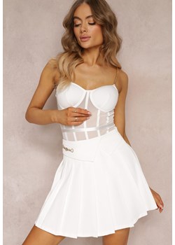Biała Spódnica Rozkloszowana z Zakładkami Jasima ze sklepu Renee odzież w kategorii Spódnice - zdjęcie 157102047