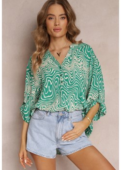 Zielona Bluzka z Wiskozy i Rękawem 3/4 Juhifa ze sklepu Renee odzież w kategorii Bluzki damskie - zdjęcie 157103939