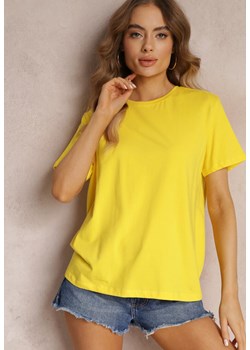 Żółty T-shirt z Krótkim Rękawem i Okrągłym Dekoltem Volksa ze sklepu Renee odzież w kategorii Bluzki damskie - zdjęcie 157105479