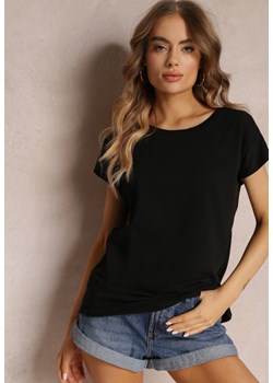 Czarny T-shirt z Krótkim Rękawem Bawełniany Telarosa ze sklepu Renee odzież w kategorii Bluzki damskie - zdjęcie 157105515