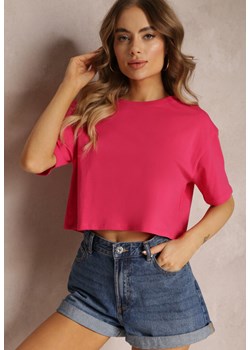 Fuksjowy T-shirt o Fasonie Cropped Oversize Brighta ze sklepu Renee odzież w kategorii Bluzki damskie - zdjęcie 157105579
