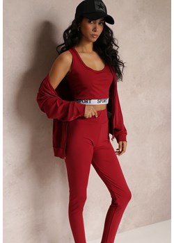 Czerwony 3-częściowy Komplet Legginsy z Gumką w Talii z Topem i Bluzą z Kapturem Lineta ze sklepu Renee odzież w kategorii Komplety i garnitury damskie - zdjęcie 157105729