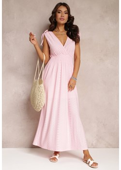 Różowa Sukienka Rozkloszowana z Kopertowym Dekoltem Elices ze sklepu Renee odzież w kategorii Sukienki - zdjęcie 157106215